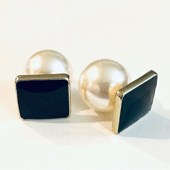 4 Double Sided Pearl Back Enamel Earrings Monogram Blanks - Picture 4 of 4